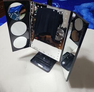 LED Tri-Fold Vanity Mirror in Black. Never Used